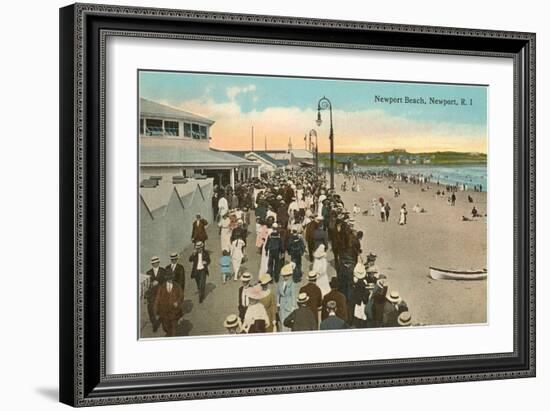 Beach and Boardwalk, Newport, Rhode Island-null-Framed Art Print