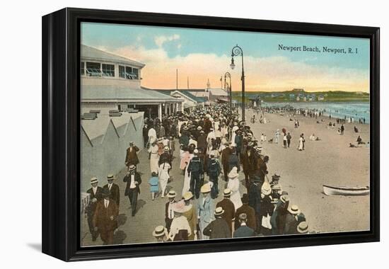 Beach and Boardwalk, Newport, Rhode Island-null-Framed Stretched Canvas