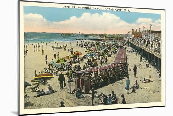 Beach and Boardwalk, Ocean City, New Jersey-null-Mounted Art Print