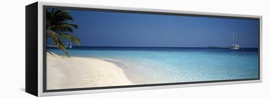 Beach and Boat Scene the Maldives-null-Framed Stretched Canvas