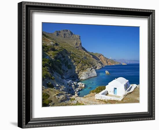 Beach and Church, Agia Anna, Amorgos, Cyclades, Aegean, Greek Islands, Greece, Europe-Tuul-Framed Photographic Print