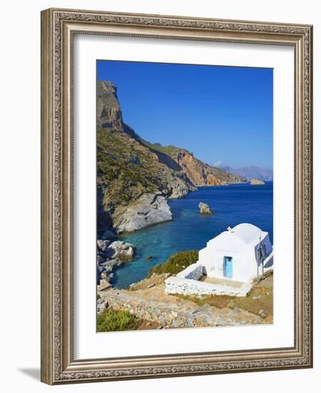 Beach and Church, Agia Anna, Amorgos, Cyclades, Aegean, Greek Islands, Greece, Europe-Tuul-Framed Photographic Print