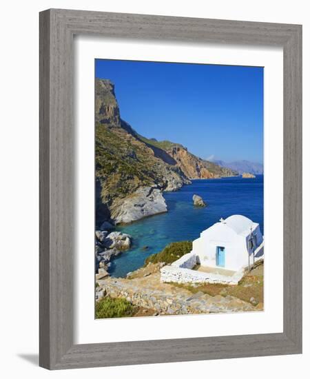 Beach and Church, Agia Anna, Amorgos, Cyclades, Aegean, Greek Islands, Greece, Europe-Tuul-Framed Photographic Print