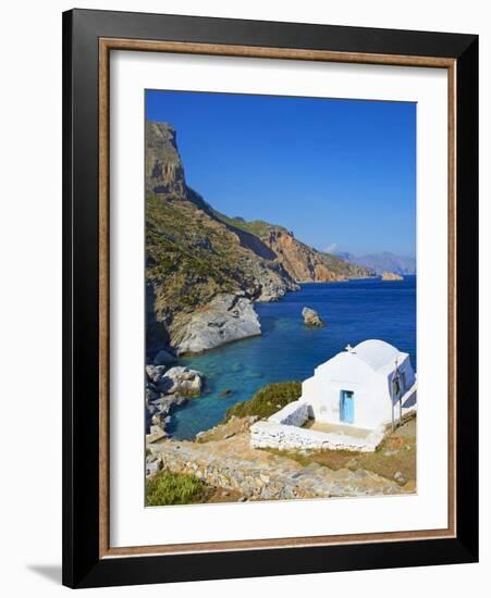 Beach and Church, Agia Anna, Amorgos, Cyclades, Aegean, Greek Islands, Greece, Europe-Tuul-Framed Photographic Print