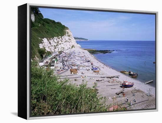 Beach and Cliffs, Beer, Devon, England, United Kingdom-Roy Rainford-Framed Premier Image Canvas