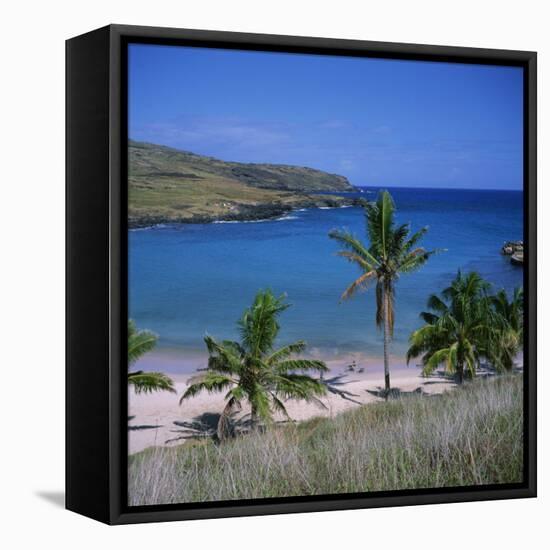 Beach and Coastline at Playa Anakena, on the North Coast of Easter Island, Chile-Geoff Renner-Framed Premier Image Canvas