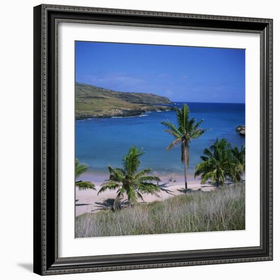 Beach and Coastline at Playa Anakena, on the North Coast of Easter Island, Chile-Geoff Renner-Framed Photographic Print