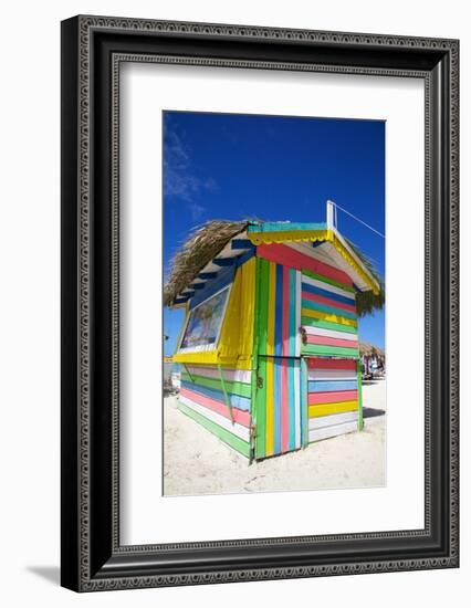 Beach and Colourful Beach Hut-Frank Fell-Framed Photographic Print