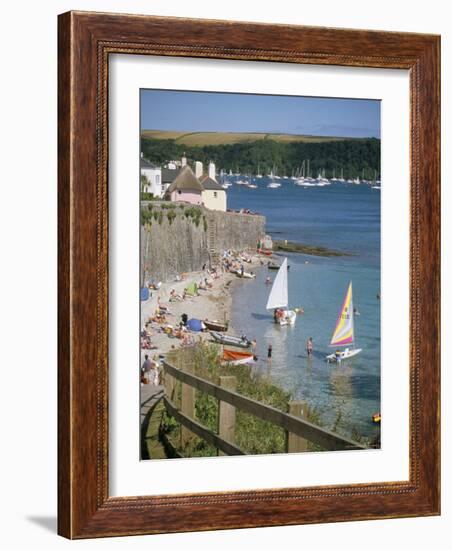 Beach and Cottages, St. Mawes, Cornwall, England, United Kingdom-Jenny Pate-Framed Photographic Print