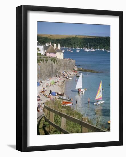 Beach and Cottages, St. Mawes, Cornwall, England, United Kingdom-Jenny Pate-Framed Photographic Print