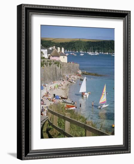 Beach and Cottages, St. Mawes, Cornwall, England, United Kingdom-Jenny Pate-Framed Photographic Print