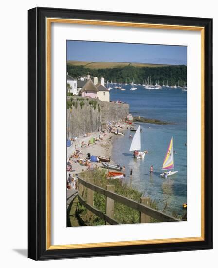 Beach and Cottages, St. Mawes, Cornwall, England, United Kingdom-Jenny Pate-Framed Photographic Print