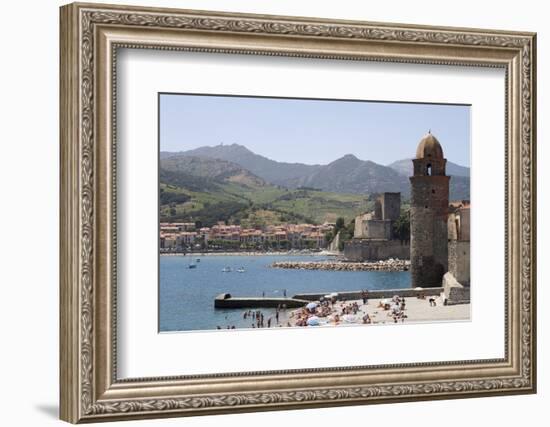 Beach and Eglise Notre-Dame-Des-Anges-Martin Child-Framed Photographic Print