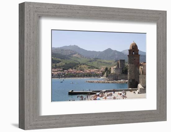 Beach and Eglise Notre-Dame-Des-Anges-Martin Child-Framed Photographic Print