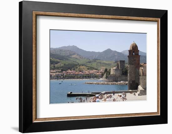 Beach and Eglise Notre-Dame-Des-Anges-Martin Child-Framed Photographic Print