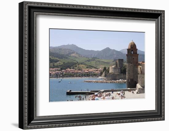 Beach and Eglise Notre-Dame-Des-Anges-Martin Child-Framed Photographic Print