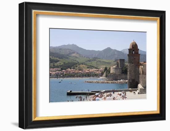 Beach and Eglise Notre-Dame-Des-Anges-Martin Child-Framed Photographic Print