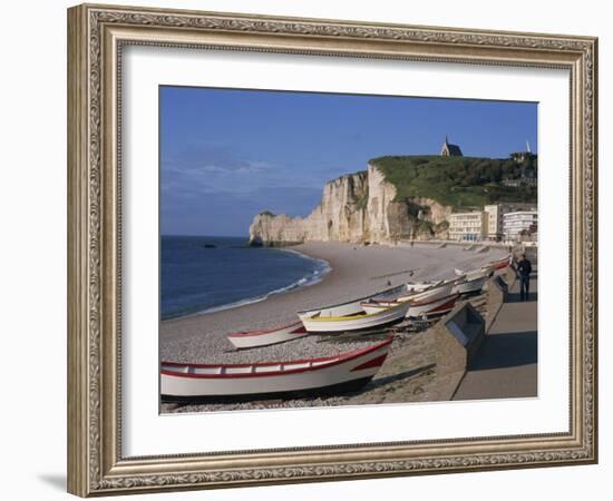 Beach and Falaise D'Amont, Etretat, Cote D'Albatre, Haute Normandie, France, Europe-Thouvenin Guy-Framed Photographic Print