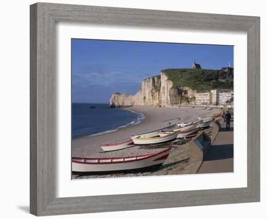 Beach and Falaise D'Amont, Etretat, Cote D'Albatre, Haute Normandie, France, Europe-Thouvenin Guy-Framed Photographic Print