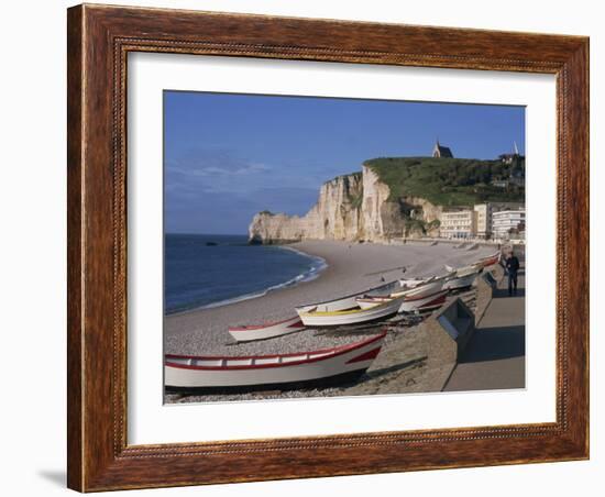 Beach and Falaise D'Amont, Etretat, Cote D'Albatre, Haute Normandie, France, Europe-Thouvenin Guy-Framed Photographic Print