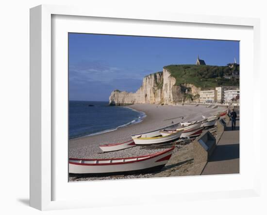 Beach and Falaise D'Amont, Etretat, Cote D'Albatre, Haute Normandie, France, Europe-Thouvenin Guy-Framed Photographic Print