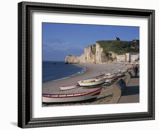 Beach and Falaise D'Amont, Etretat, Cote D'Albatre, Haute Normandie, France, Europe-Thouvenin Guy-Framed Photographic Print