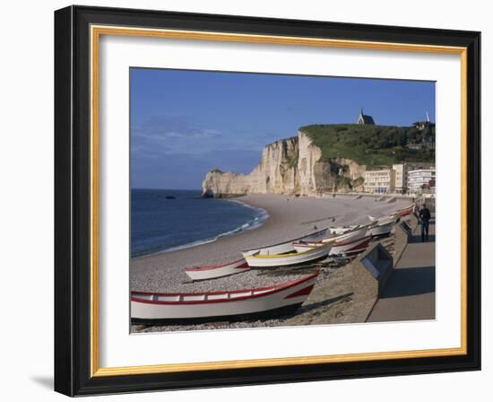 Beach and Falaise D'Amont, Etretat, Cote D'Albatre, Haute Normandie, France, Europe-Thouvenin Guy-Framed Photographic Print