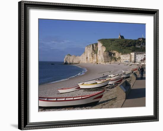 Beach and Falaise D'Amont, Etretat, Cote D'Albatre, Haute Normandie, France, Europe-Thouvenin Guy-Framed Photographic Print