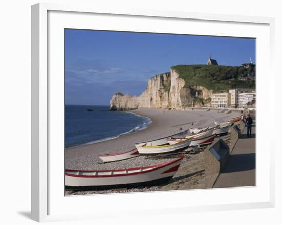 Beach and Falaise D'Amont, Etretat, Cote D'Albatre, Haute Normandie, France, Europe-Thouvenin Guy-Framed Photographic Print