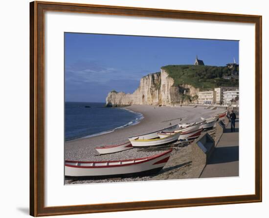 Beach and Falaise D'Amont, Etretat, Cote D'Albatre, Haute Normandie, France, Europe-Thouvenin Guy-Framed Photographic Print