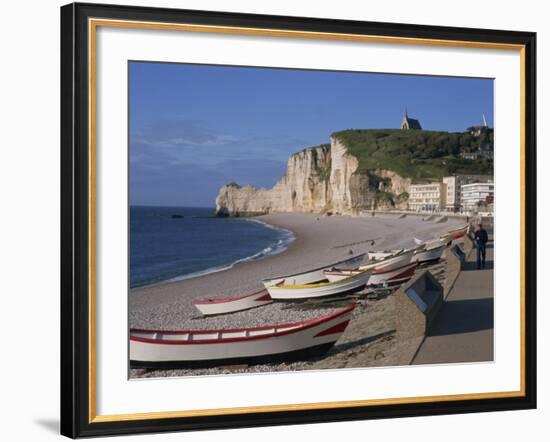 Beach and Falaise D'Amont, Etretat, Cote D'Albatre, Haute Normandie, France, Europe-Thouvenin Guy-Framed Photographic Print