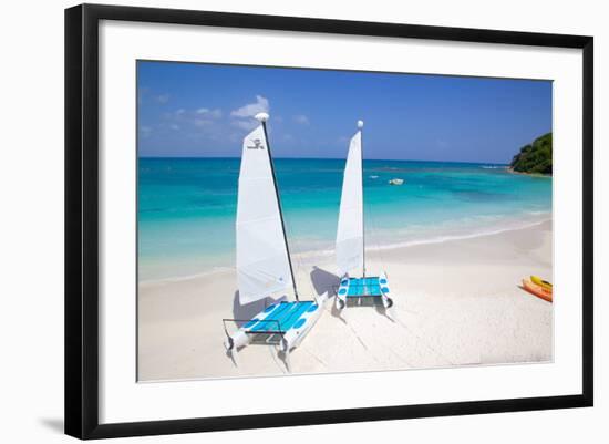 Beach and Hobie Cats, Long Bay, Antigua, Leeward Islands, West Indies, Caribbean, Central America-Frank Fell-Framed Photographic Print