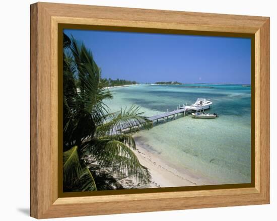 Beach and Jetty, Near Georgetown, Exuma, Bahamas, West Indies, Central America-Ethel Davies-Framed Premier Image Canvas