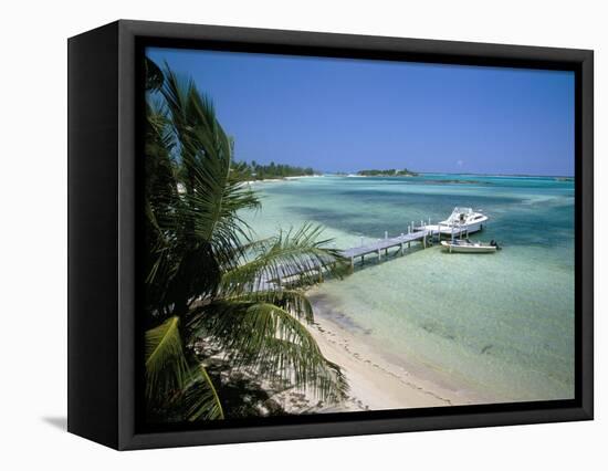 Beach and Jetty, Near Georgetown, Exuma, Bahamas, West Indies, Central America-Ethel Davies-Framed Premier Image Canvas