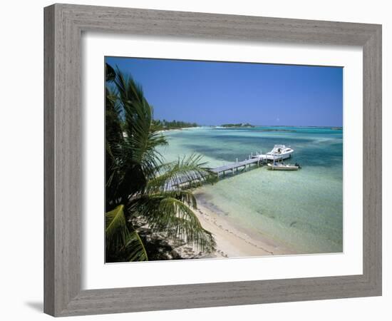Beach and Jetty, Near Georgetown, Exuma, Bahamas, West Indies, Central America-Ethel Davies-Framed Photographic Print
