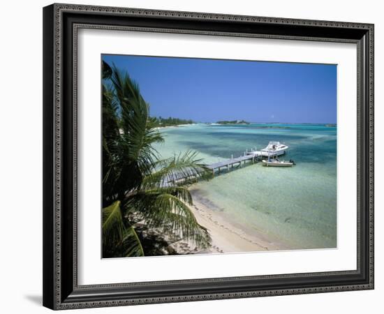 Beach and Jetty, Near Georgetown, Exuma, Bahamas, West Indies, Central America-Ethel Davies-Framed Photographic Print