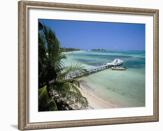 Beach and Jetty, Near Georgetown, Exuma, Bahamas, West Indies, Central America-Ethel Davies-Framed Photographic Print