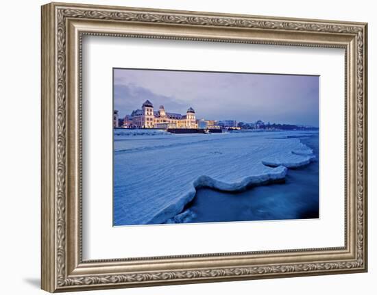 Beach and Kurhaus, Spa House, Seaside Resort of Binz, Island of Ruegen, Germany-null-Framed Art Print