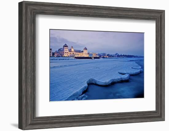 Beach and Kurhaus, Spa House, Seaside Resort of Binz, Island of Ruegen, Germany-null-Framed Art Print