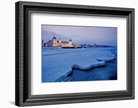 Beach and Kurhaus, Spa House, Seaside Resort of Binz, Island of Ruegen, Germany-null-Framed Art Print