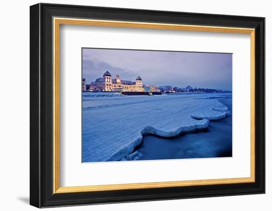 Beach and Kurhaus, Spa House, Seaside Resort of Binz, Island of Ruegen, Germany-null-Framed Art Print