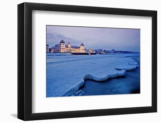 Beach and Kurhaus, Spa House, Seaside Resort of Binz, Island of Ruegen, Germany-null-Framed Art Print