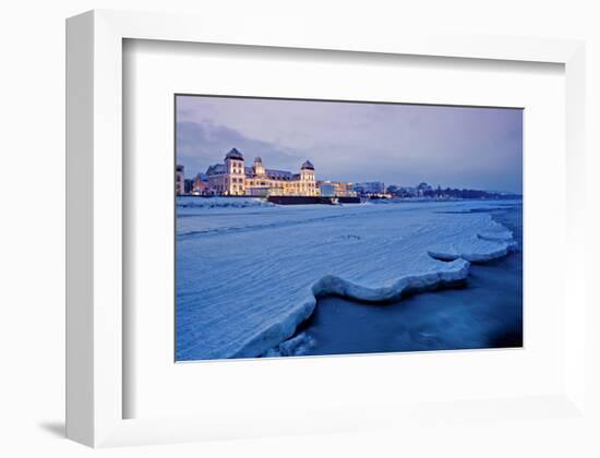 Beach and Kurhaus, Spa House, Seaside Resort of Binz, Island of Ruegen, Germany-null-Framed Art Print