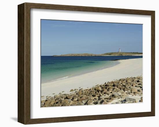 Beach and Lighthouse, Island of Glenan, Brittany, France, Europe-Groenendijk Peter-Framed Photographic Print