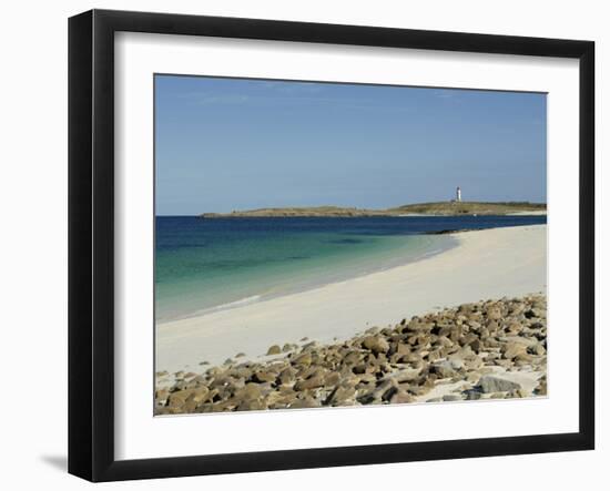 Beach and Lighthouse, Island of Glenan, Brittany, France, Europe-Groenendijk Peter-Framed Photographic Print