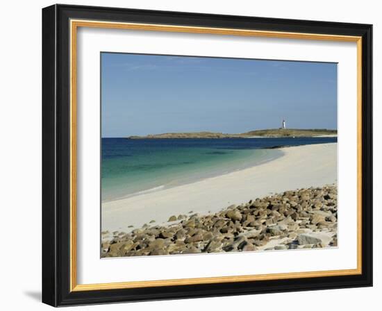 Beach and Lighthouse, Island of Glenan, Brittany, France, Europe-Groenendijk Peter-Framed Photographic Print