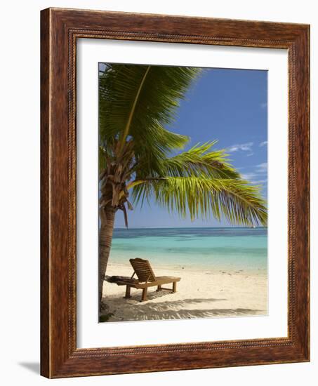 Beach and Lounger, Plantation Island Resort, Malolo Lailai Island, Mamanuca Islands, Fiji-David Wall-Framed Photographic Print