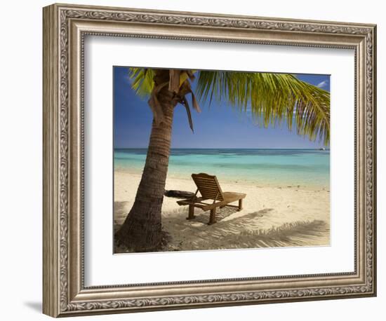 Beach and Lounger, Plantation Island Resort, Malolo Lailai Island, Mamanuca Islands, Fiji-David Wall-Framed Photographic Print