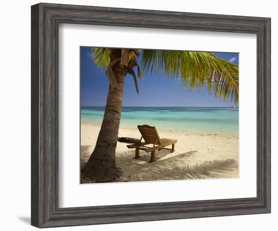 Beach and Lounger, Plantation Island Resort, Malolo Lailai Island, Mamanuca Islands, Fiji-David Wall-Framed Photographic Print