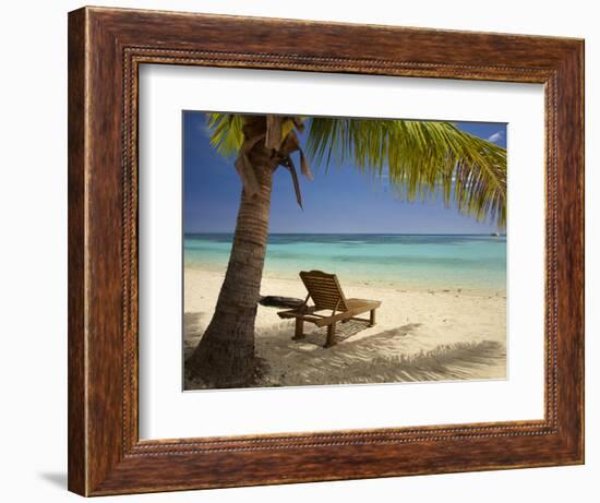 Beach and Lounger, Plantation Island Resort, Malolo Lailai Island, Mamanuca Islands, Fiji-David Wall-Framed Photographic Print